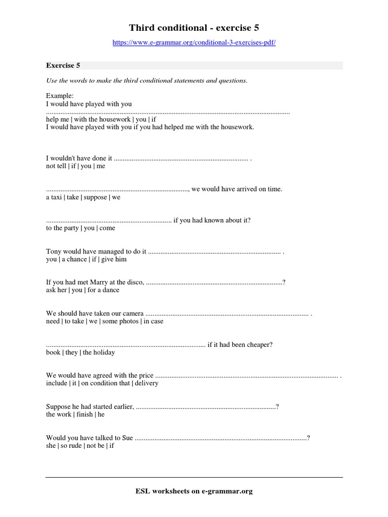 Third Conditional Exercises Worksheet | PDF | Games & Activities | Home ...