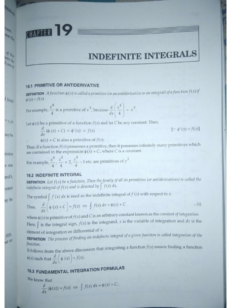 Indefinate Integration Pdf