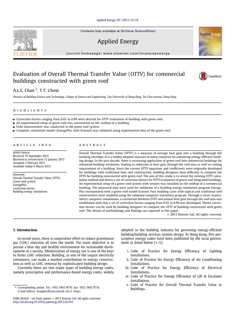 OTTV Evaluation for Green Roof Buildings | PDF | Humidity | Building ...