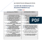 TURNOS Modalidad Presencial CURSO 3-1