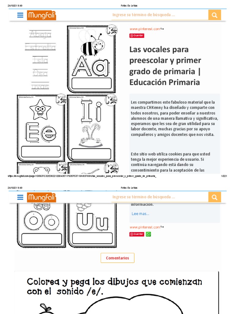 Actividades de Vocales para Primer Grado | PDF | Educación de la ...