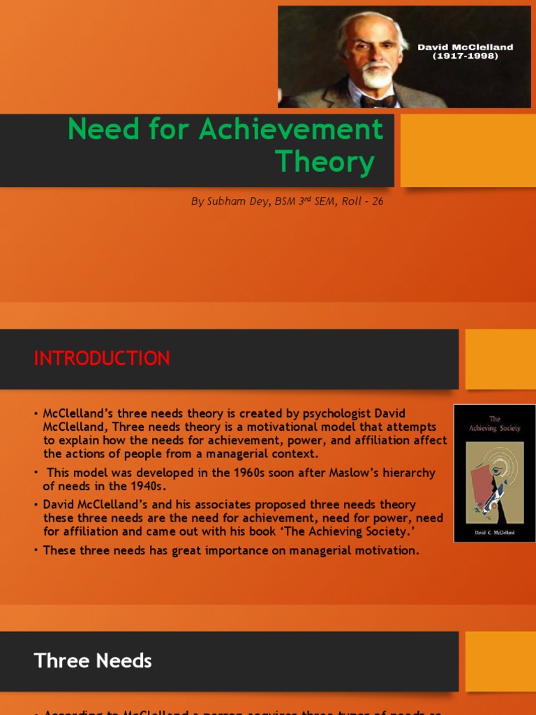 McClelland's Need for Achievement Theory | PDF | Motivation | Motivational