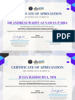 Certificate of Apreciation: DR Andreas Wahyu Gunawan P, Mba