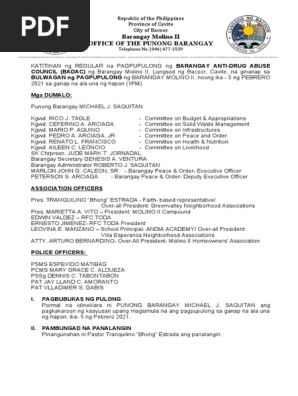 BADAC Minutes of the Meeting 2021