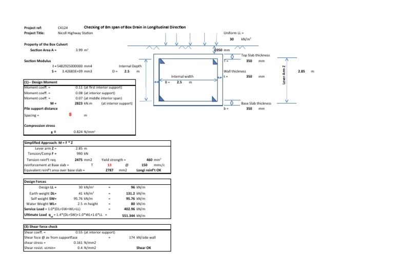 Box Culvert Design Calculations | PDF | Shear Stress | Economic Sectors