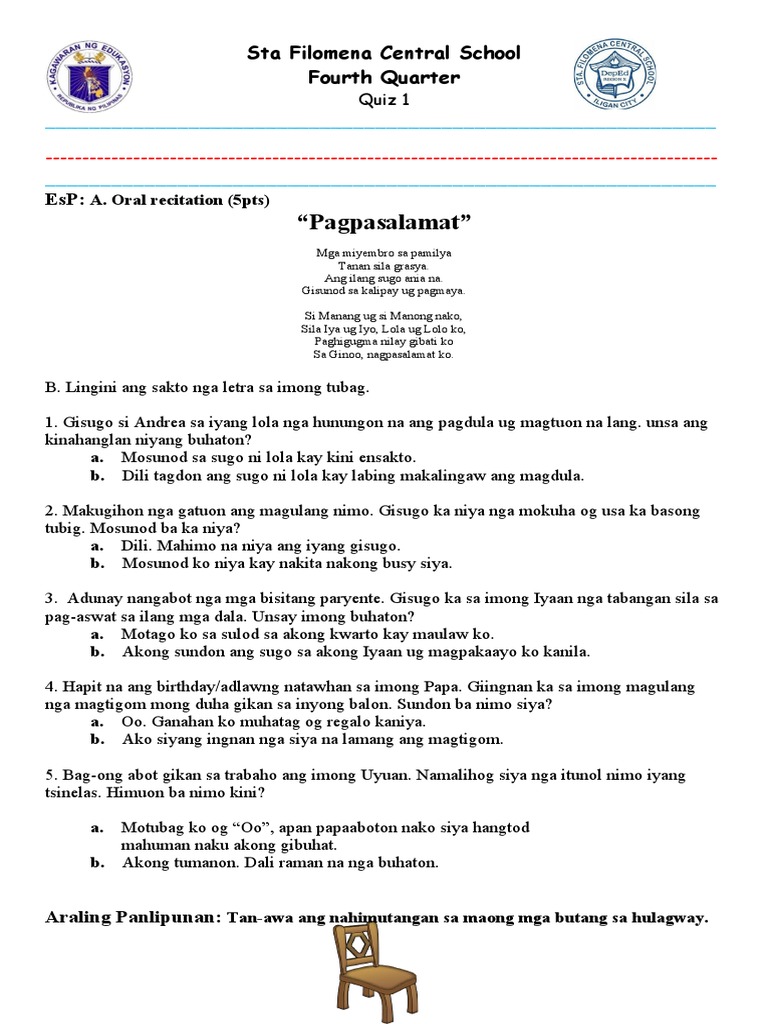 4th Quarter Quiz | PDF