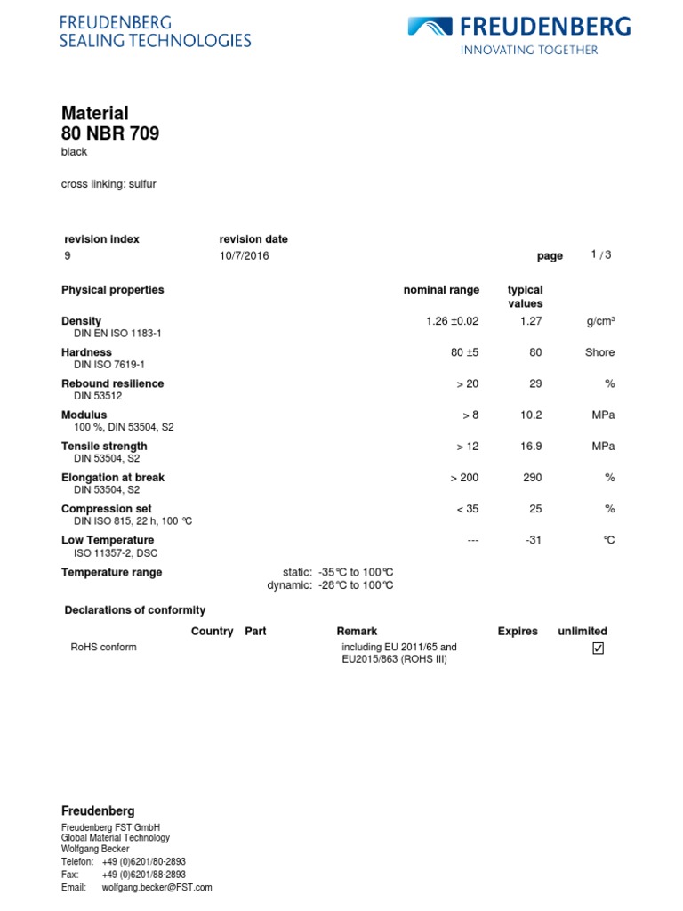 Physical Properties of NBR 80 Material | PDF | Hardness | Mechanical ...