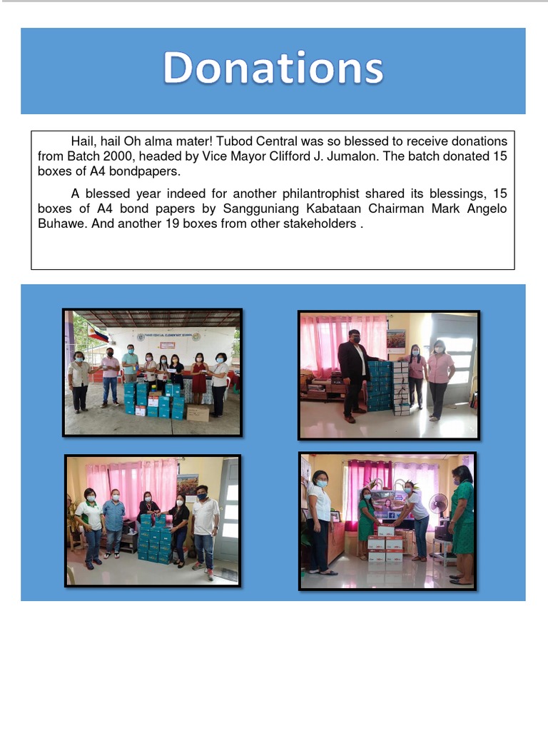 BE Donation, Parents'Orientation, Cleaning, Beautification, Let A