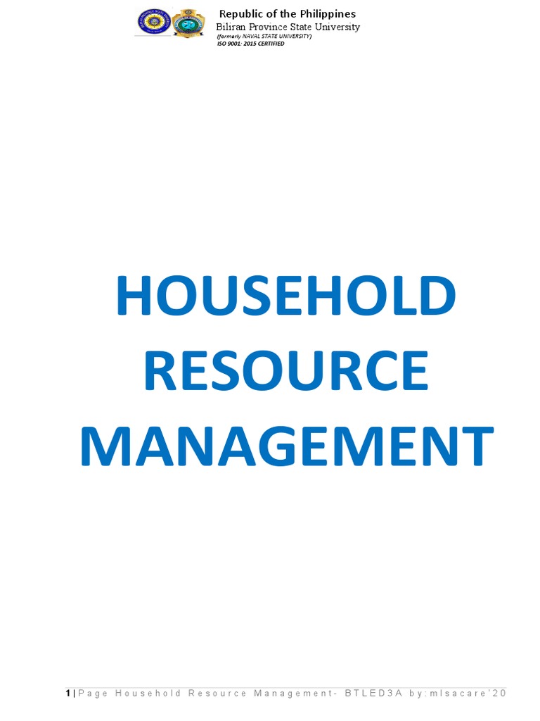 Basic Terms and Concepts in Household Resource Management An Overview