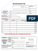 Repair RMA - D Request Form PDF Fillable