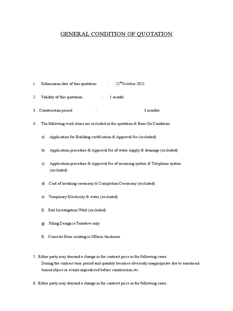 General Condition of Quotation 3 | PDF | Technology & Engineering