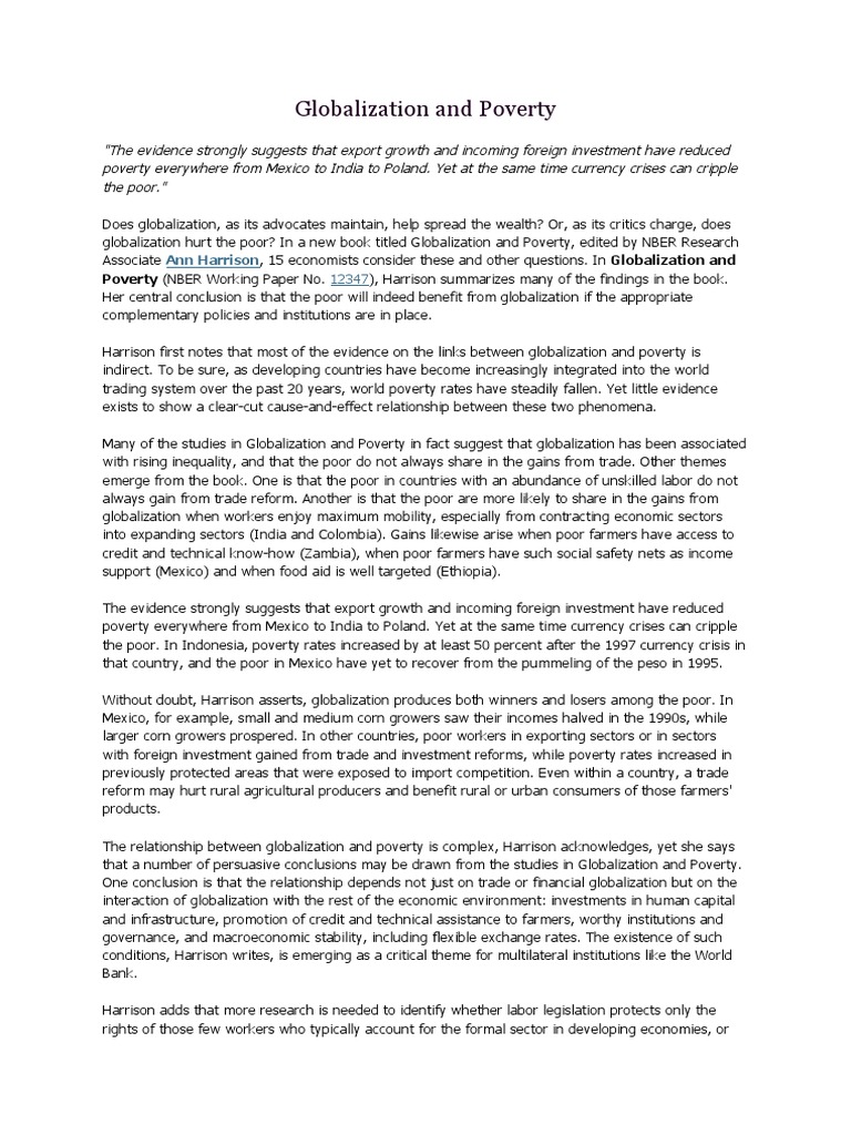 Globalization's Impact on Poverty Dynamics | PDF | Globalization | Poverty