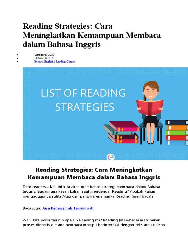 Strategi Meningkatkan Kemampuan Membaca | PDF | Karier & Perkembangan ...