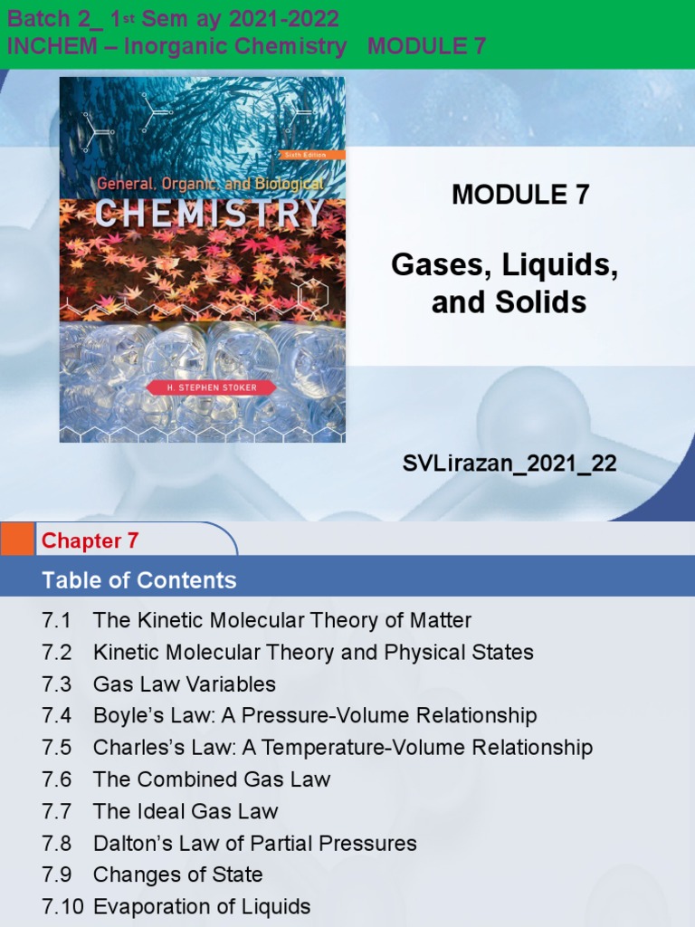 202122 MODULE 7 GASES LIQUIDS SOLIDS PDF Evaporation Gases