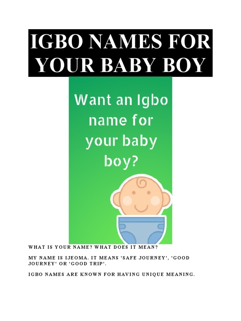 Igbo Names For Your Baby Boy PDF God Theology