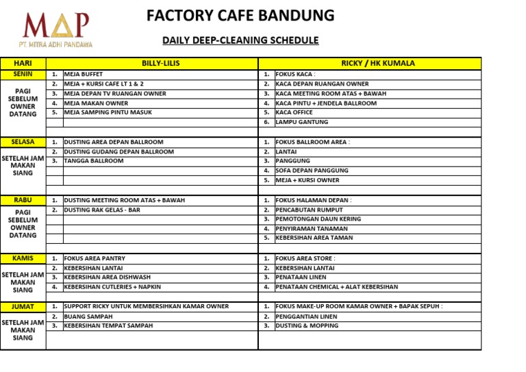 Daily Deep Clean Schedule | PDF