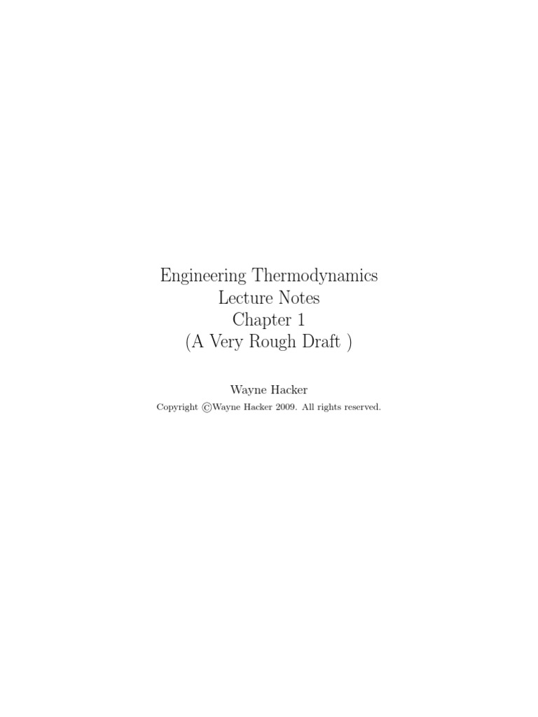 Engineering Thermodynamics Lecture Notes (A Very Rough Draft) | PDF ...
