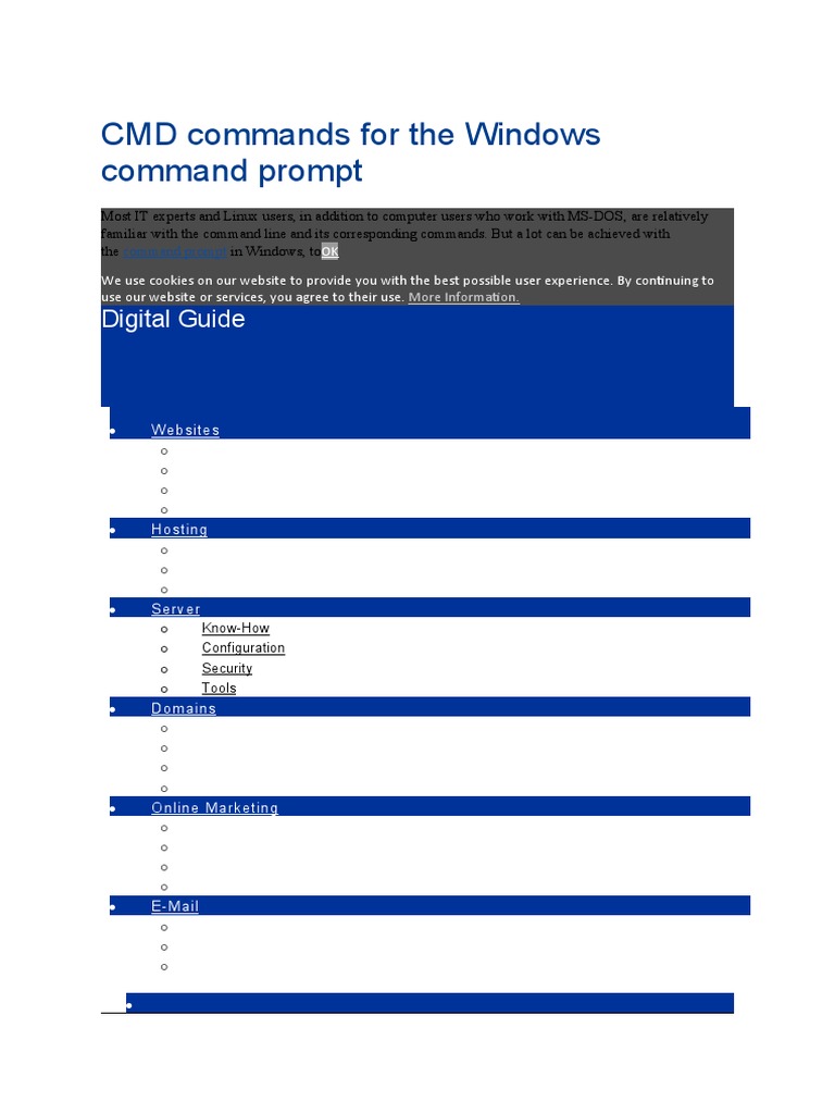 CMD Commands For The Windows Command Prompt: Digital Guide | PDF ...