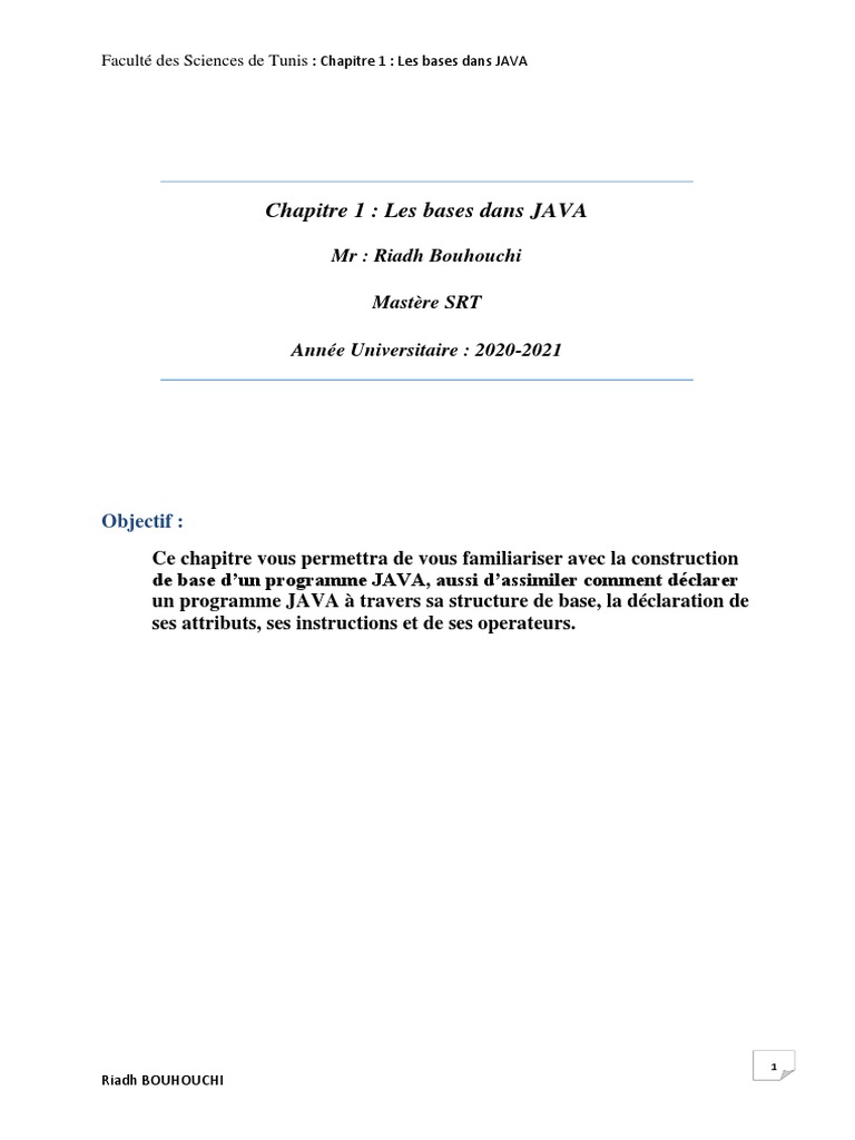 Bases du Java : Types, Variables, Boucles | PDF | Variable ...