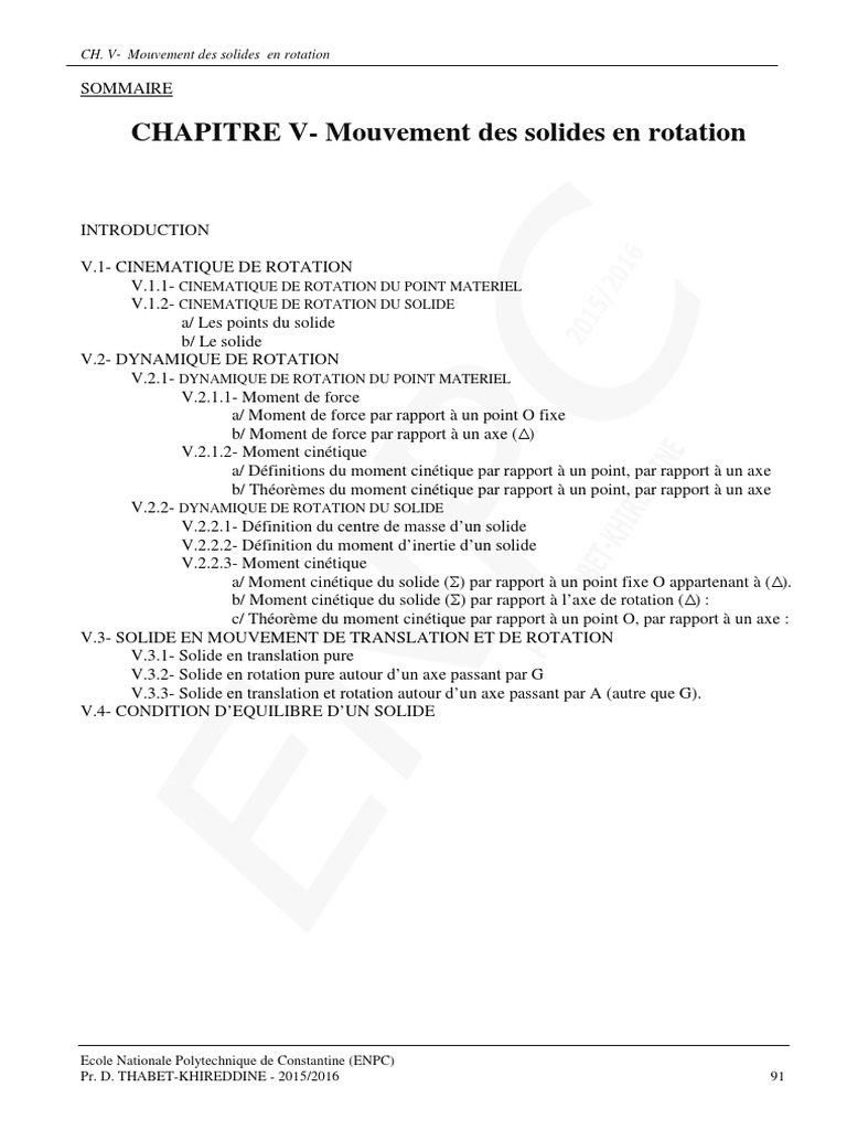 Moment cinétique des solides en rotation | PDF | Mouvement de rotation ...
