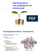 Financing The Business - A Continuous Challenge For The Entrepreneur