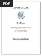 M.SC Finance: University of Lagos