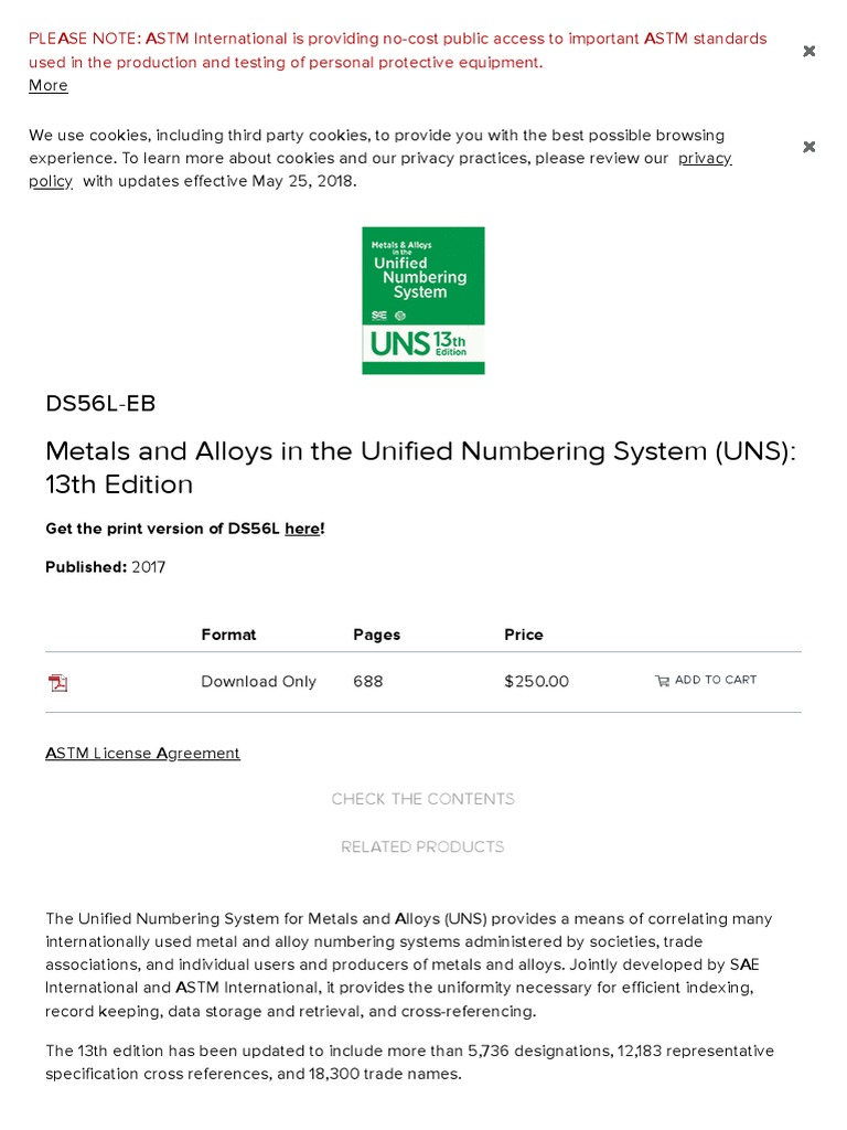 Metals and Alloys in The Unified Numbering System (UNS) 13th Edition