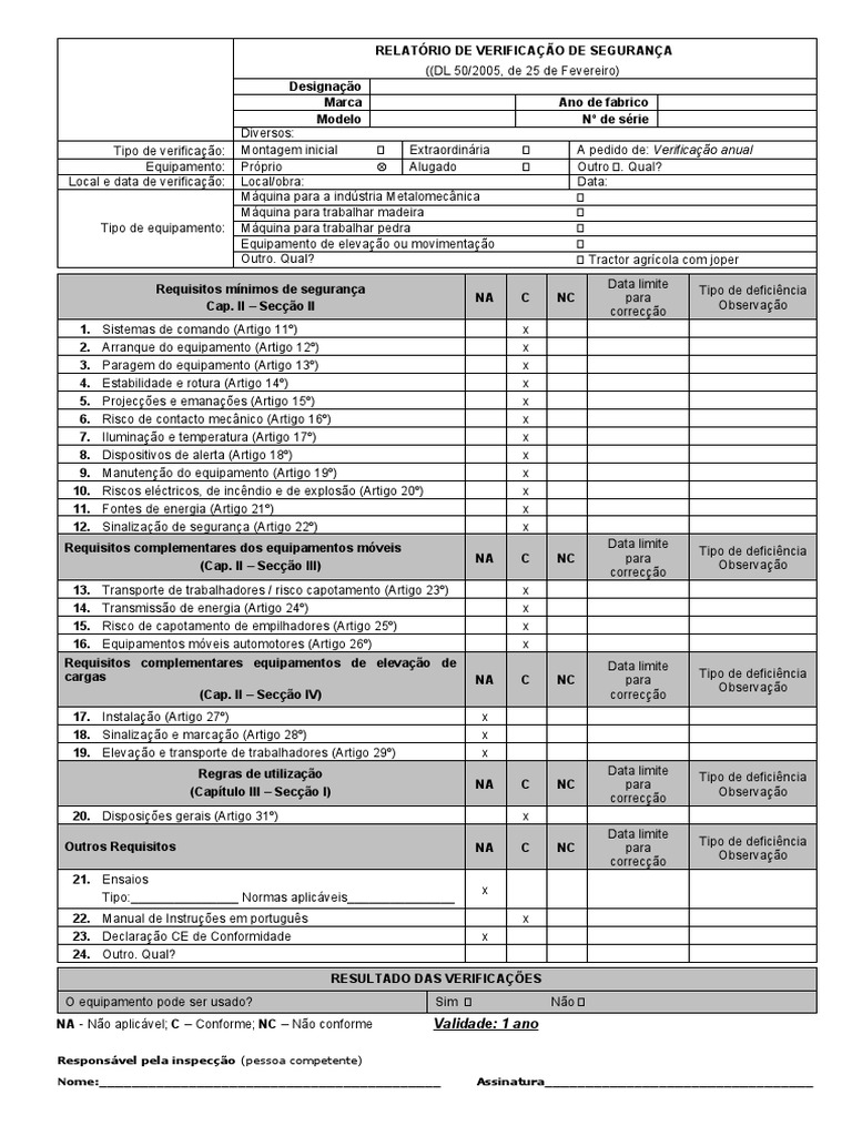 Verificação de Segurança DL 50/2005 | PDF