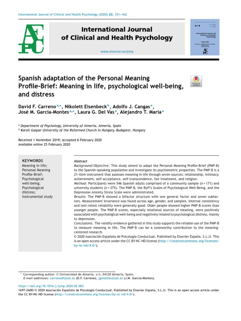 International Journal of Clinical and Health Psychology PDF