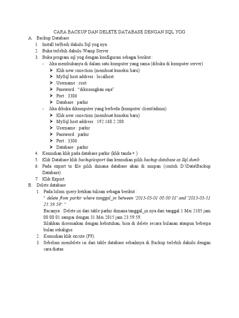 Cara Backup dan Hapus Database MySQL | PDF | Komputer