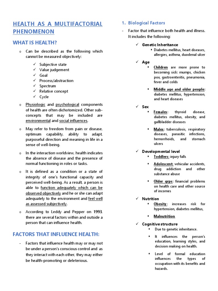 Understanding Multifactorial Health | PDF | Behavior | Leadership