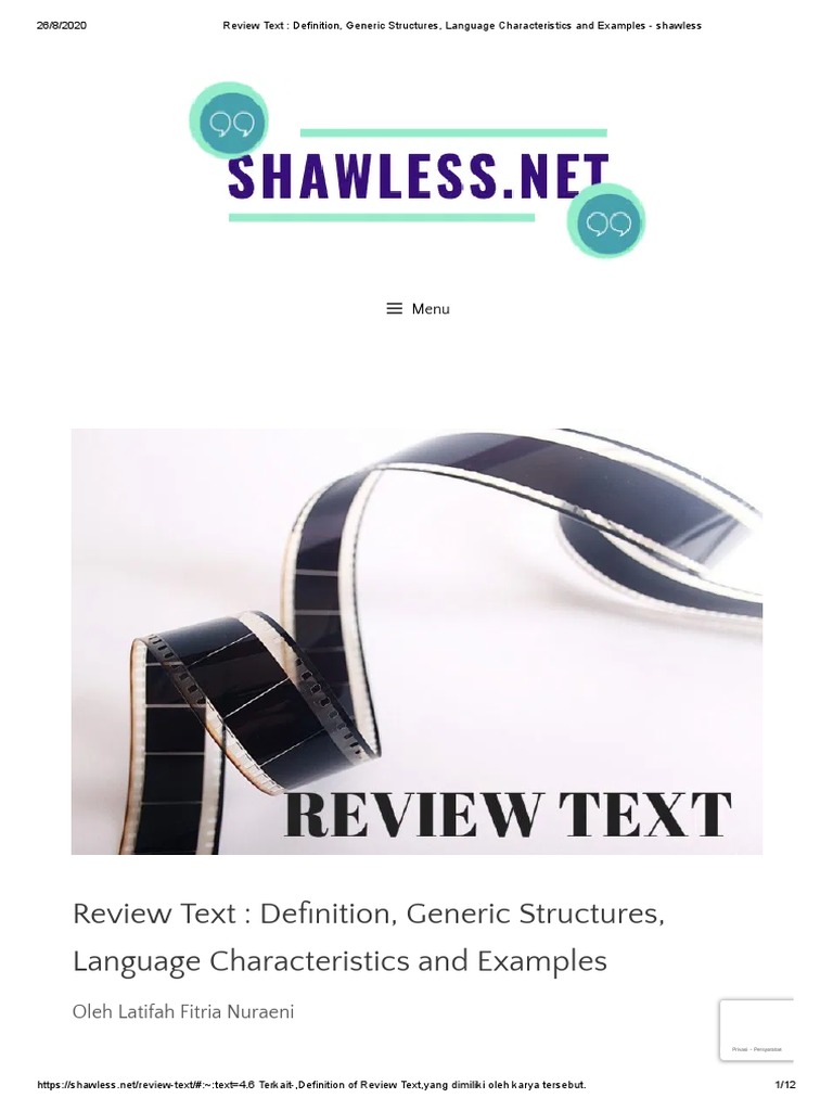 Review Text - Definition, Generic Structures, Language Characteristics ...