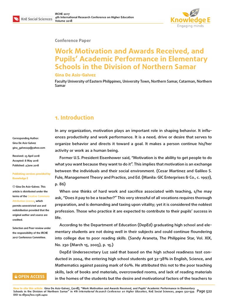 Teacher Motivation and Student Performance | PDF | Teachers | Motivation