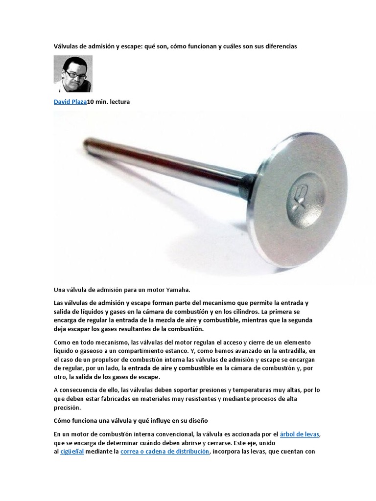 Diferencia Entre Valvula De Admision Y Escape Válvulas de Admisión y Escape | PDF | Ingeniería mecánica | Motores