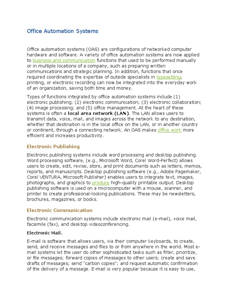 Office Automation Systems PDF Fax Automation