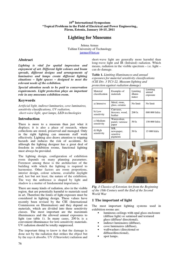 Lighting For Museum PDF Lighting