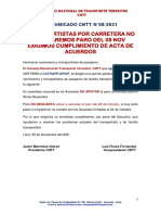 Comunicado CNTT N°08-2021 Pronunciamiento CNTT - Sobre Pretendido Paro 08 Nov.