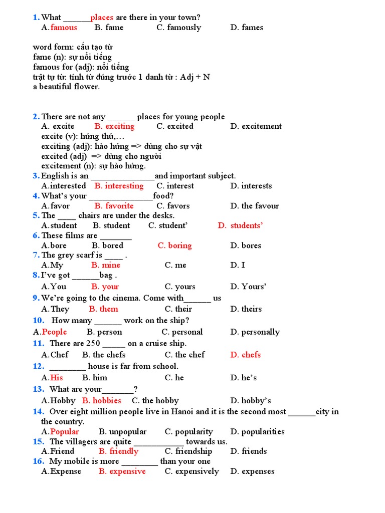 Word Forms Practice Exercises PDF | PDF | Social Science | Language ...