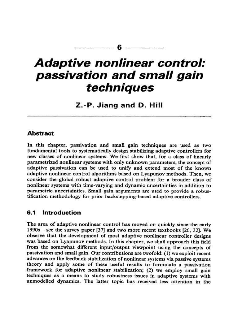 Adaptive Nonlinear Control Techniques | PDF | Control Theory | Systems ...