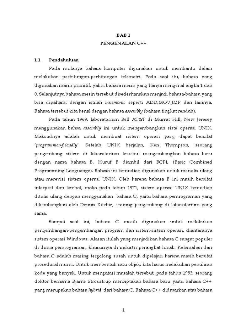 Pengenalan Bahasa Pemrograman C++ | PDF