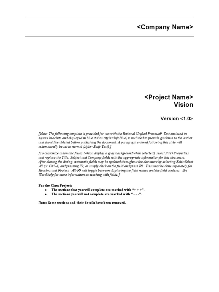 Class Project Vision Document 1.0 | PDF | System | Use Case