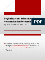 Beginnings and Relevance of Communication Research