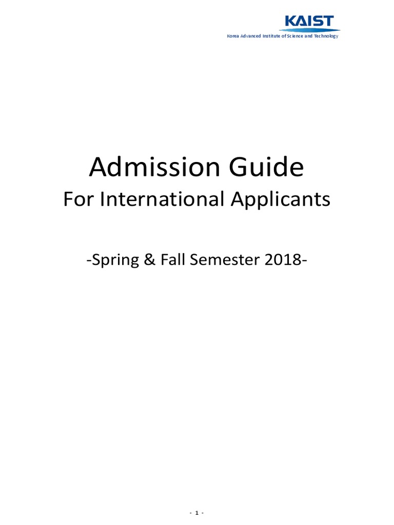 KAIST 2018 International Admission Guide | PDF | University And College ...
