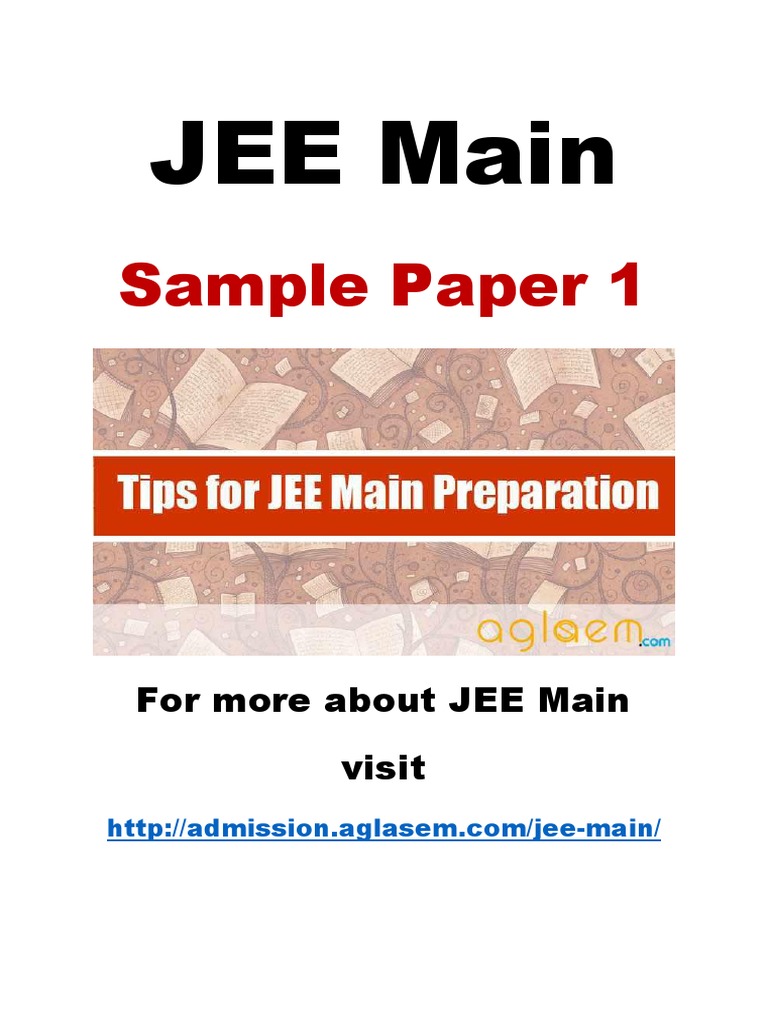 JEE Main Sample Paper 1 | PDF | Chemical Bond | Triangle