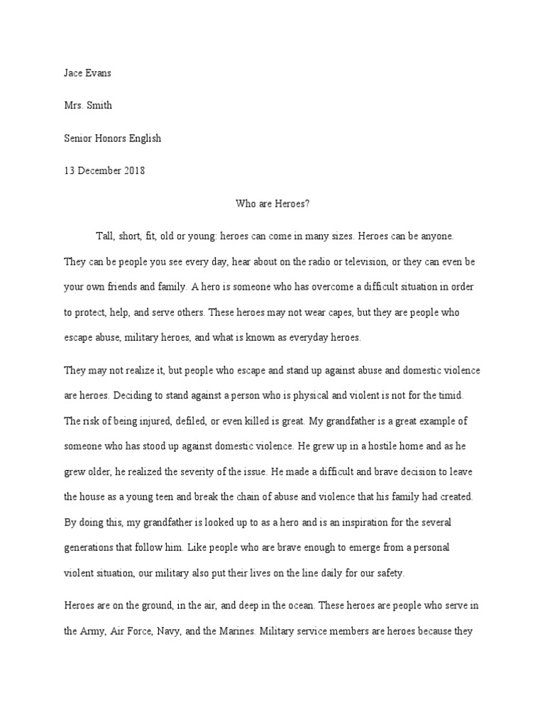 My Hero Essay | PDF | Hero | Violence