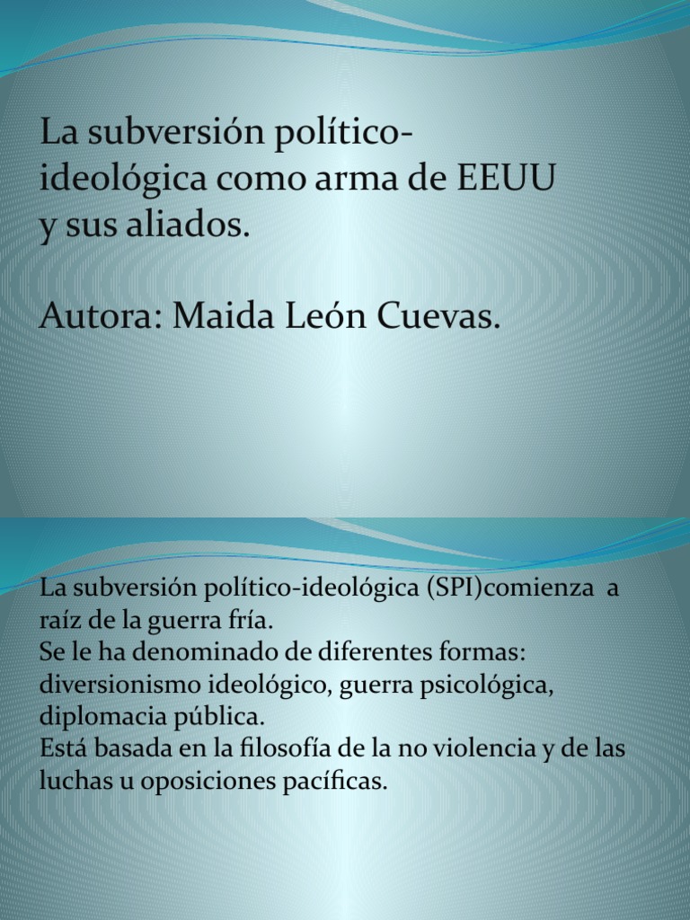 1.2 - La Subversion Político-Ideológica | PDF | Cuba | Ideologías