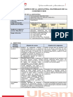 Programa Analítico Materiales de La Construcion - 2021