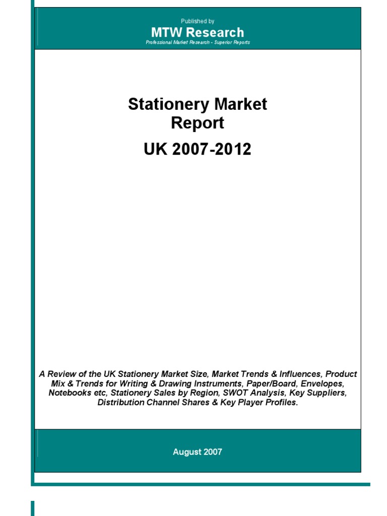 Stationery Market Report UK 2007 - Sample | PDF | Retail | Notebook