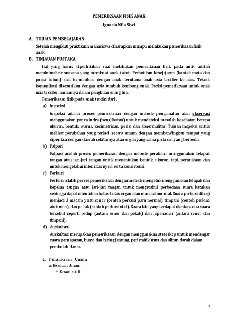 Pemeriksaan Fisik Anak  PDF