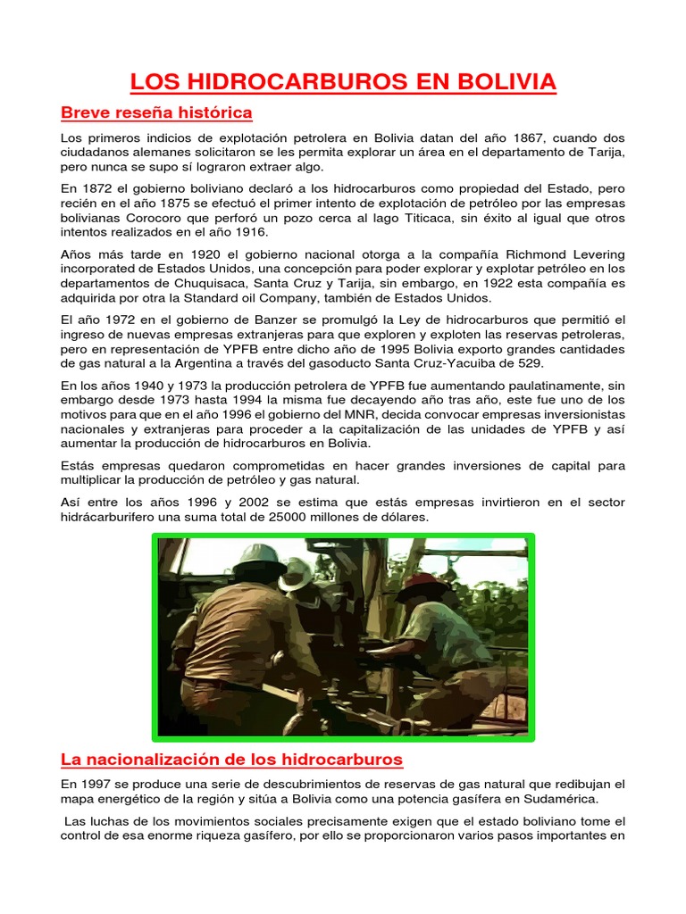 Historia y Nacionalización de Hidrocarburos en Bolivia | PDF | Bolivia ...
